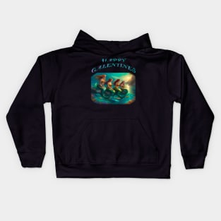 4 mermaids waiting Kids Hoodie